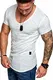 Amaci&Sons Oversize Herren Vintage T-Shirt V-Neck Basic V-Ausschnitt Shirt 6007 Weiß S