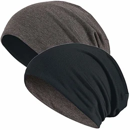 Slouch Long Beanie Reversible Strickmütze 2 in 1 Wintermütze in 48 Farben (dunkelgrau/schwarz)