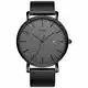 BUREI Herren Uhren Ultra Dünne Schwarze grau Minimalistische Quartz mit Datumsanzeige