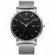 BUREI Stilvolle Minimalistische Ultra Slim Herren Uhr Schwarz Datum Großes Gesicht Armbanduhr mit Silber Armband