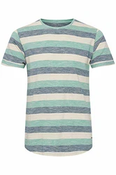 !Solid Thicco Herren T-Shirt Kurzarm Shirt Mit Streifen Und Rundhalsausschnitt Creme de Menthe (3017)