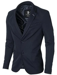 MODERNO Slim Fit Freizeit Baumwolle Herren Sakko Blazer (MOD14522B) Dunkelblau EU M