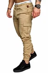 Amaci&Sons Jogger Cargo Herren Chino Jeans Hose 7001 Beige