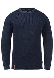 Indicode Rockford Herren Winter Pullover Strickpullover Grobstrick Pullover mit Rundhals-Ausschnitt, Größe:L, Farbe:Navy (400)