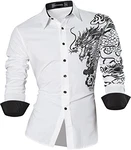Sportrendy Herren Freizeit Hemden Slim Button Down Long Sleeves Dress Shirts Tops Weiß
