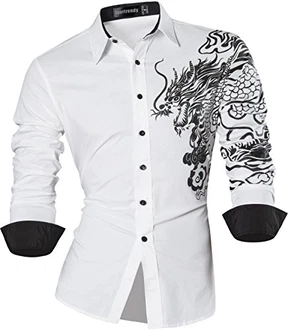 Sportrendy Herren Freizeit Hemden Slim Button Down Long Sleeves Dress Shirts Tops Weiß