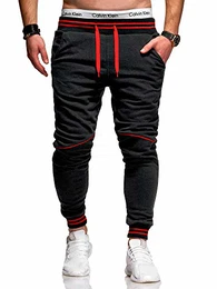 . Herren Lange Trainingshose Jogging-Hose Sporthose 60-52 Dunkelgrau-Rot S