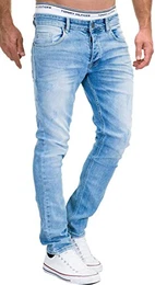 Jeans Herren Slim Fit Jeanshose Stretch Designer Hose Denim 9148-2100 (33-32, 9148 Hellblau)