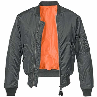 Brandit Pilotenjacke MA1 Grau/Dunkelgrün/Orange/Dunkelgrau