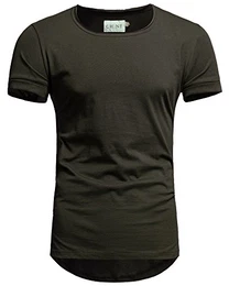 Herren Kurzarm Rundhals Basic Oversize Slim Fit T-Shirt in vielen Farben (S, Oliv)