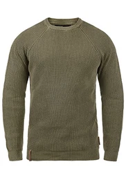 Indicode Rockford Herren Winter Pullover Strickpullover Grobstrick Pullover mit Rundhals-Ausschnitt, Größe:M, Farbe:Dark Olive (644)