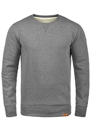 !Solid Trip O-Neck Herren Sweatshirt Pullover Pulli Mit Rundhalsausschnitt Und Fleece-Innenseite, Größe:S, Farbe:Grey Melange (8236)