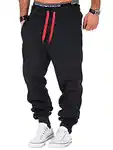 L.A.B 1928 Herren Jogginghose Trainingshose Sporthose Fitness Jogg Japan Kosmo Style Hose LAB-7004 Anthrazit/Rot (LAB-7004)