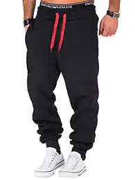 Herren Jogginghose Trainingshose Sporthose Fitness Jogg Japan Kosmo Style Hose LAB-7004 (M, Anthrazit/Rot)