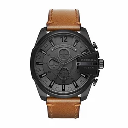 Herren Chronograph Quarz Uhr mit Leder Armband DZ4463