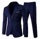 Herren Anzug Regular Fit Business Anzüge 3-Teilig Anzugjacke Anzughose Weste Navy M