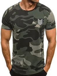 Herren T-Shirt mit Motiv Kurzarm Rundhals Figurbetont Camouflage Breezy 708 Grün S
