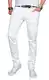 ALESSANDRO SALVARINI Herren Slim Fit Jeans Hose Denim Stretch-Jeans Jeanshose Washed [AS040 - Weiss - W33 L32]