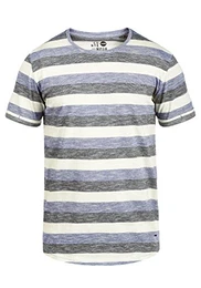 !Solid Thicco Herren T-Shirt Kurzarm Shirt Mit Streifen Und Rundhalsausschnitt 100% Baumwolle, Größe:M, Farbe:Marlin (2800)