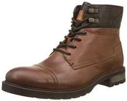 Herren Leather Textile Mix Boot Chukka Stiefel, Braun (Winter Cognac), 42 EU