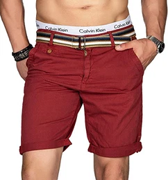Indicode Herren Sommer Bermuda Chino Shorts Kurze Hose Sommerhose Short NEU B499 [B499-Rot-Gr.M]