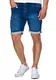 Indicode Herren Piano Sweatshorts mit 5 Taschen aus 82% Baumwolle   Kurze Hose Used-Look Shorts Denim-Optik Short Sweat Pants Washed Destroyed Jeans-Look Freizeithose für Männer Navy M
