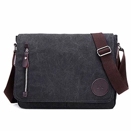 Nlyefa Umhängetasche Canvas Messenger Bag Collegetasche 13,3 Zoll Schultertasche Kuriertasche Bürotaschen männer, EINWEG