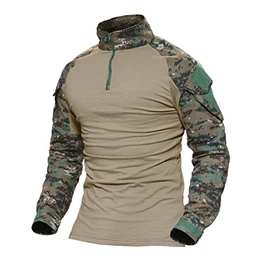 Taktisches Langarm-Shirt mit enger Passform, Militär-Stil, für den Außenbereich, mit Reißverschluss XL Digitaler Dschungel