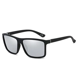 BVAGSS Herren Sonnenbrille Mit Polarisierte Gläser Outdoor Sportarten Schutz Brille UV-Schutz Fahrbrille (Black Frame With Silver Lens)