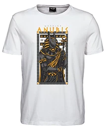 makato Herren T-Shirt Luxury Tee mit Motiv Anubis Warrior Weiß White M