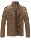 WenVen Herren Militär Jacke Klassisch Fracht Jacke Stehkragen Übergangsjacke Leicht Outdoor Jacke Mantel Cargo Stiel Oberbekleidung Kahki M
