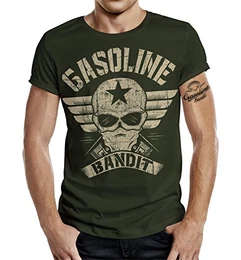 Biker T-Shirt original Design Big-Size Print: Bandit Wing auf Oliv Größe XL