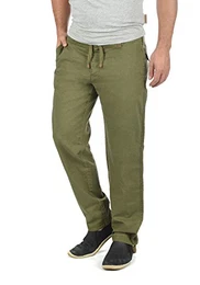Indicode Ives Leinen-Hose, für Herren Gr. 48, Dark Olive (644)