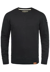 !Solid Trip O-Neck Herren Sweatshirt Pullover Pulli Mit Rundhalsausschnitt Und Fleece-Innenseite Black