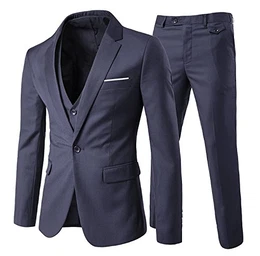 Slim Fit 3-Teilig Business Herrenanzug ein Knopf Smoking,Grau, Gr. M