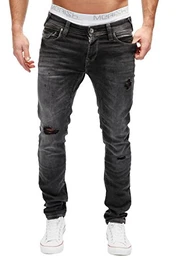 Herren Jeanshose Destroyed Look Chino Regular Fit Jeans Hose Neu Trend J2048 Schwarz 33/34