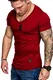 Amaci&Sons Oversize Herren Vintage T-Shirt V-Neck Basic V-Ausschnitt Shirt 6006 Bordeaux M