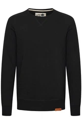!Solid Trip O-Neck Herren Sweatshirt Pullover Pulli Mit Rundhalsausschnitt Und Fleece-Innenseite Black