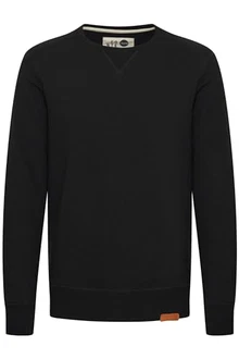!Solid Trip O-Neck Herren Sweatshirt Pullover Pulli Mit Rundhalsausschnitt Und Fleece-Innenseite Black