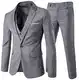 Slim Fit  3-Teilig Business Herrenanzug ein Knopf Smoking,Hellgrau, Gr. 3XL