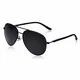 LUENX Sonnenbrille Herren Polarisiert mit Etui - UV 400 Schutz dunkelgrün Linse Pistolenfarbe metall Rahmen 60mm