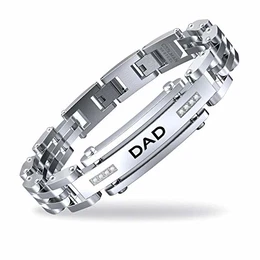 Armband Herren Silber,Verstellbar Edelstahl Kettenarmband Extra Verschluss für DAD Vater Herren mit Einer Box (21,5-23cm)