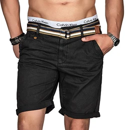 Indicode Herren Sommer Bermuda Chino Shorts Kurze Hose Sommerhose Short NEU B499 [B499-Schwarz-Gr.M]