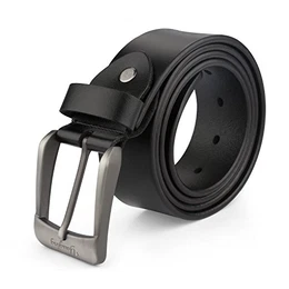 YAUGING Herren Ledergürtel,Premium Jeansgürtel für Freizeit,Spaltleder aus Büffelleder, Schwarz (Bundweite 95cm(Geeignet für 33-35 Taille))