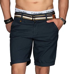 Indicode Herren Sommer Bermuda Chino Shorts Kurze Hose Sommerhose Short NEU B499 [B499-Navy-Gr.M]