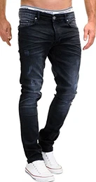 Jeans Herren Slim Fit Stretch Hose Jeanshose Denim 9148 (32-32, 9148 Schwarz)