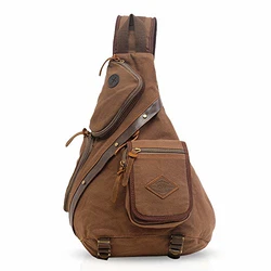FANDARE Retro Brusttasche Sling Bag Rucksack Umhängetasche Schultertasche Braun