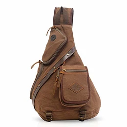 Retro Outdoor Sports Rucksack Sling Bag Umhängetasche Messenger Schultertasche Reisen Wandern Daypack Crossbag Crossbody Bag Chest Pack Sporttasche Hohe Kapazität Leinwand Braun