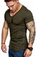 Amaci&Sons Oversize Herren Vintage T-Shirt V-Neck Basic V-Ausschnitt Shirt 6006 Khaki M