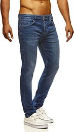 Herren Jeans Hose Slim Fit Denim Blaue graue Lange Jeanshose für Männer Coole Jungen weiße Stretch Freizeithose Schwarze Cargo Chino Sommer Winter Basic LN720BL Blau W31/L34